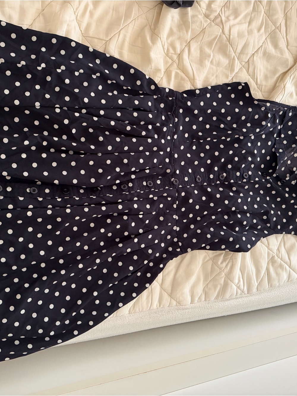 Forever 21 Navy Blue Polka Dot Fit-and-Flare Dress